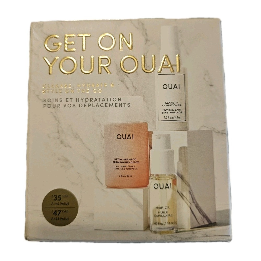 Ouai "Get on your Ouai" Set -Hair Oil, Leave In, Detox Shampoo-travel set - NIB